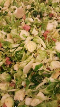 Shaved Brussels Sprouts gently sautéed with Pancetta.